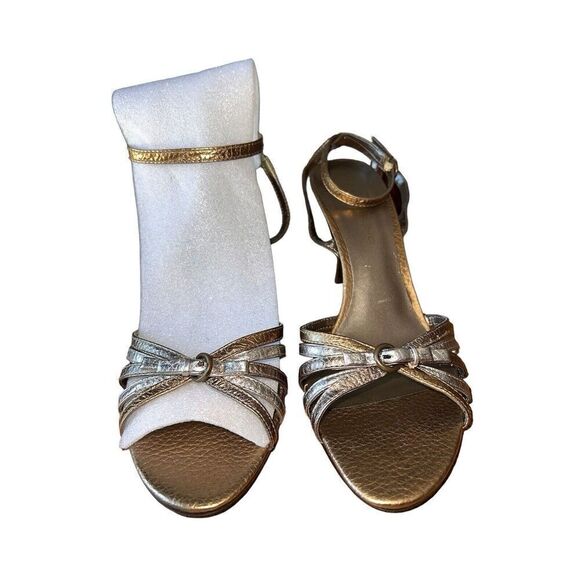 Bandolino -Lala- Bronze Open Toe Leather Pumps With Ankle Steps Women’s Size 10 - Picture 6 of 15